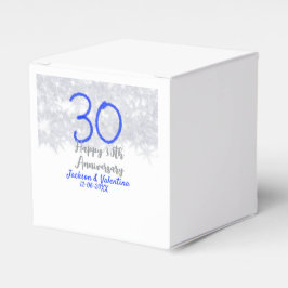 Caixinha De Lembrancinhas Feliz aniversário de 30 do casamento, azul-prata