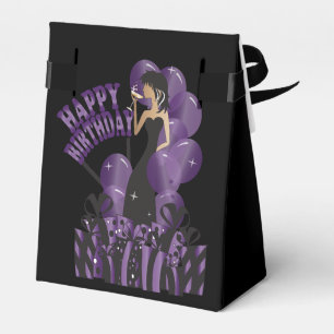 Caixinha De Lembrancinhas Feliz aniversário Diva Girl  DIY Nome  Roxo