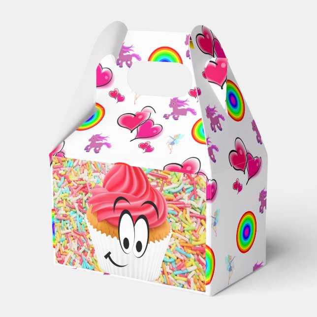 Caixinha De Lembrancinhas Feliz Aniversário Gable Favable Box Cupcake (Frente)