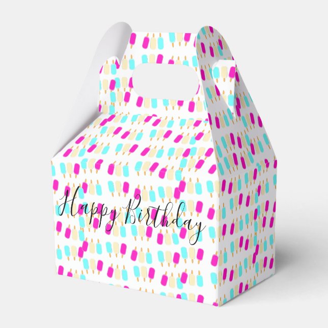 Caixinha De Lembrancinhas Feliz Aniversário Gable Favable Box Sorvete (Frente)