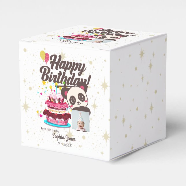 Caixinha De Lembrancinhas Feliz Aniversário, Meu Bebê - Foto Personalizada/  (Frente)