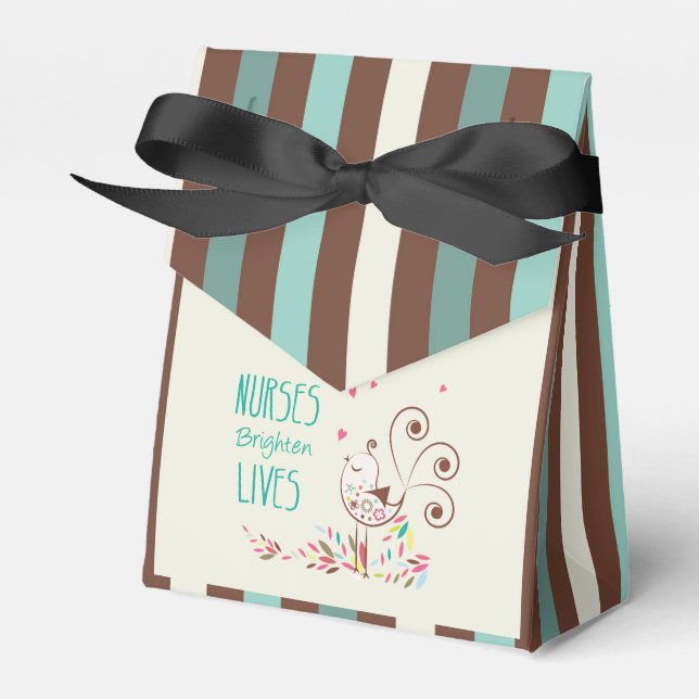 Caixinha De Lembrancinhas Feliz Dia das Enfermeiras, Pássaro Bonito em Banda (Frente)