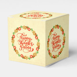 Caixinha De Lembrancinhas Feliz Dia de Ação de Graças Dourada Vermelha
