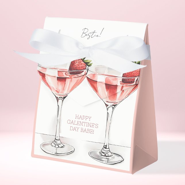 Caixinha De Lembrancinhas Feliz Dia dos Galentinos Felizes e Bonitos Morango (Cute Pink Happy Galentine's Day Strawberries BFF Favor Boxes)