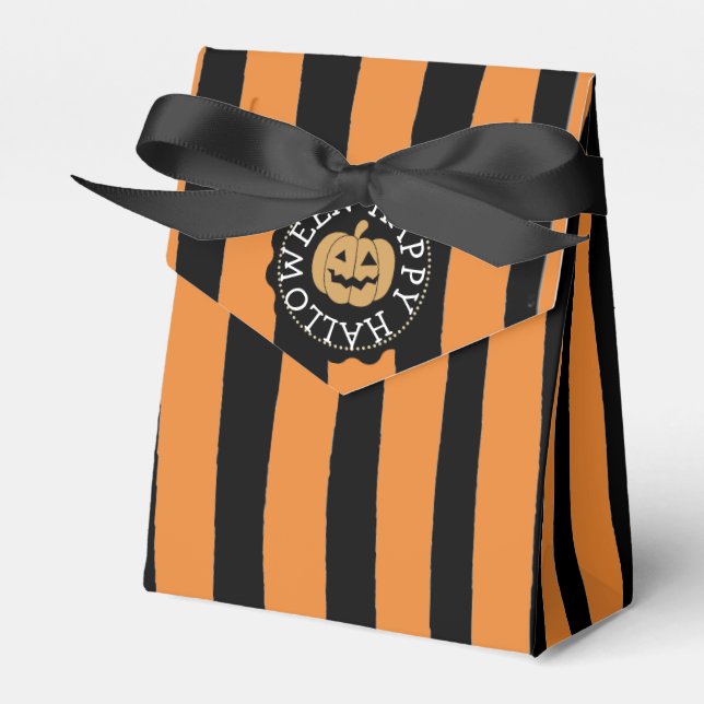Caixinha De Lembrancinhas Feliz Halloween Black e Orange Party Favor Bolsas (Frente)
