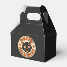 Caixinha De Lembrancinhas Feliz Halloween Gato Preto Vintage Retro