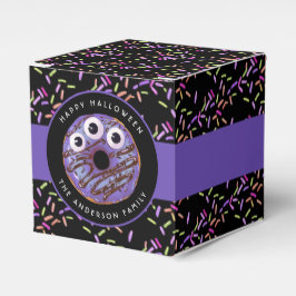 Caixinha De Lembrancinhas Feliz Halloween Roxo Rosquinha de Monstro Azul