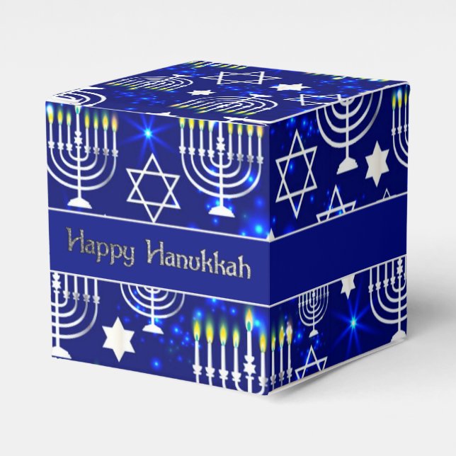 Caixinha De Lembrancinhas Feliz Hanukkah Menorah Cube (Frente)