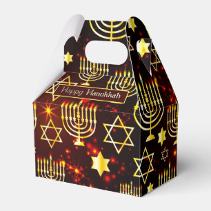 Caixinha De Lembrancinhas Feliz Hanukkah Menorah Vermelho e Dourado