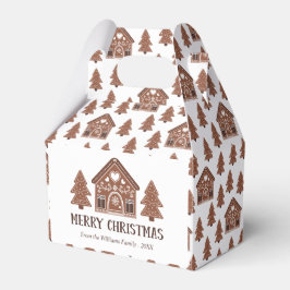 Caixinha De Lembrancinhas Feliz Natal Casa de Biscoito de Gengibre & Árvores