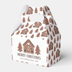 Caixinha De Lembrancinhas Feliz Natal Casa de Biscoito de Gengibre & Árvores