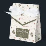 Caixinha De Lembrancinhas Feliz Natal, Feriado de Folhagem Holly<br><div class="desc">Holly,  poinsettias e elementos de folhagem de inverno em cores de feriado mudas sobre um fundo de cor creme. Cabeçalho "Feliz Natal". Por favor,  entre em contato com quaisquer comentários ou para obter assistência personalizada. Sempre feliz em ajudar!</div>