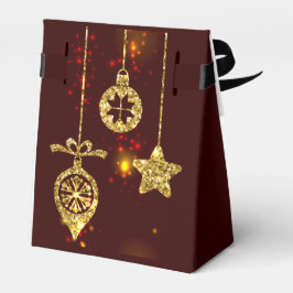 Caixinha De Lembrancinhas Feliz Natal Feriado Vermelho Glitter Espumante