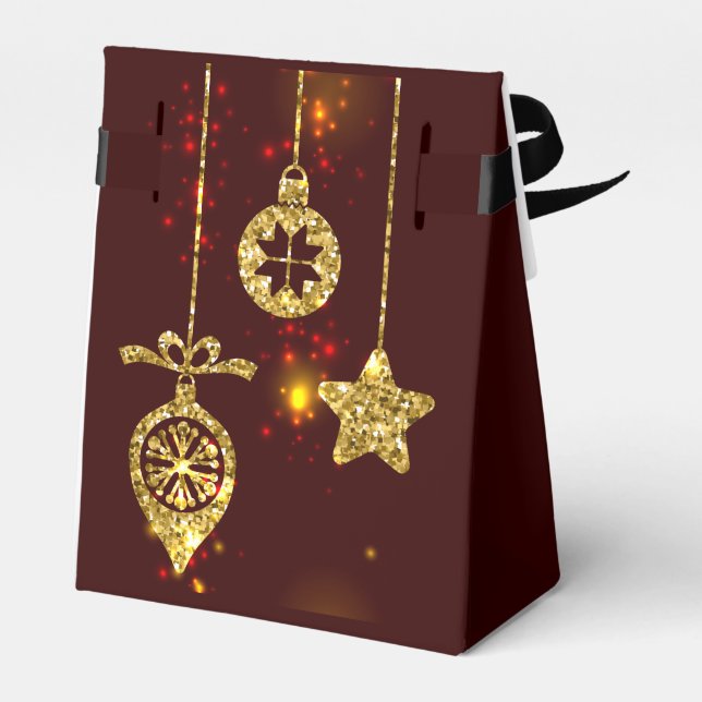 Caixinha De Lembrancinhas Feliz Natal Feriado Vermelho Glitter Espumante (Verso)