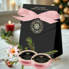 Caixinha De Lembrancinhas Feliz Natal Floco de Neve Dourado em Apiary Negra