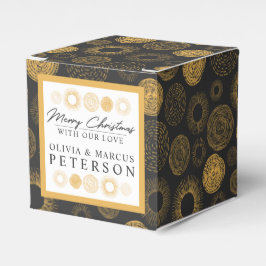 Caixinha De Lembrancinhas Feliz Natal Retro Feriado Dourado Burst Gift