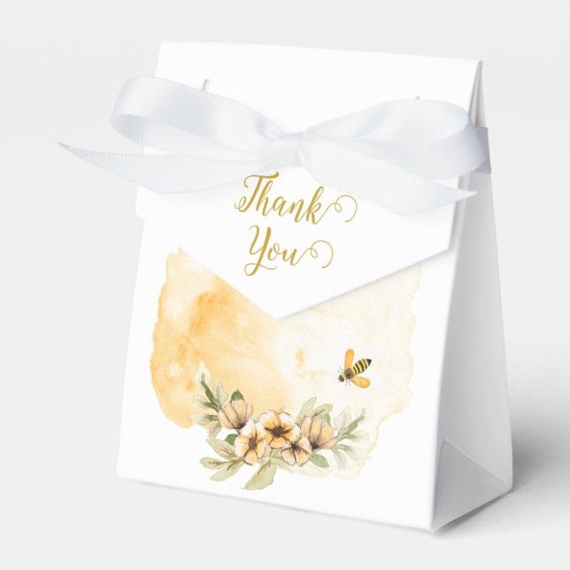 Caixinha De Lembrancinhas Feliz presente de Festa de aniversário de Abelhas  (Frente)