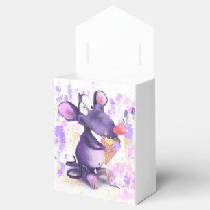 Caixinha De Lembrancinhas Feliz Sorvete de Rato Roxo - Pintura Engraçada 