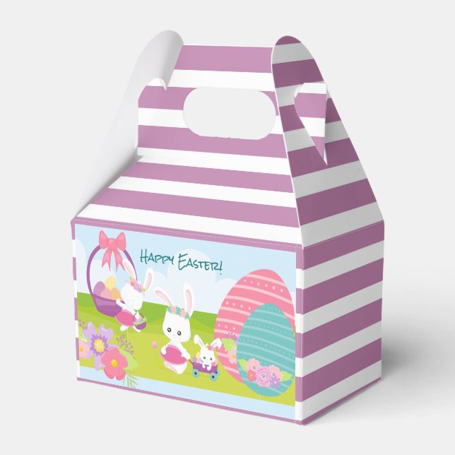 Caixinha De Lembrancinhas Felz pascoa Obrigado Por Vir Coelhinhos (Frente)