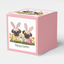 Caixinha De Lembrancinhas Felz pascoa Pug Cães Coelhinhos Ouvidos