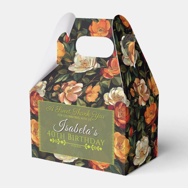 Caixinha De Lembrancinhas Feminine Rose Floral Birthday Celebration (Frente)