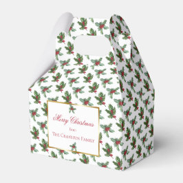 Caixinha De Lembrancinhas Feriado de Natal Elegant Holly e Berries