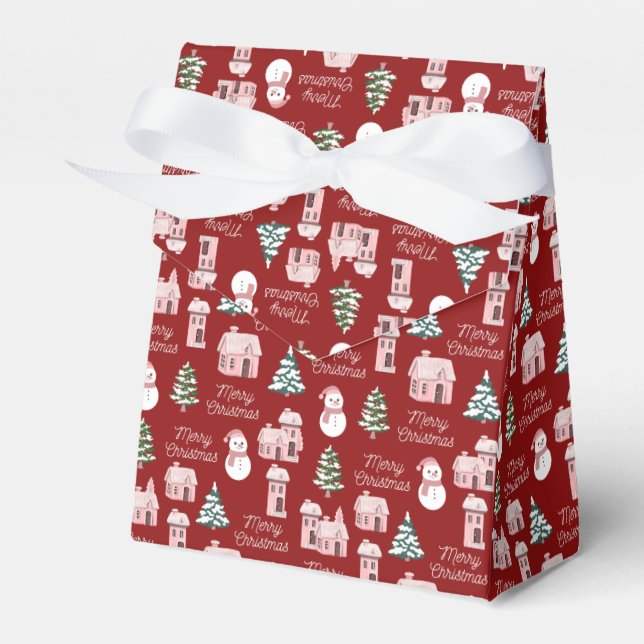 Caixinha De Lembrancinhas Feriado de Natal rosa Pinheiros Pinheiros Feriados (Frente)