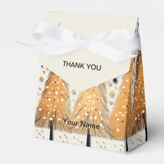 Caixinha De Lembrancinhas Feriados de Flocos de Neve Brilhantes de Árvores d (Frente)