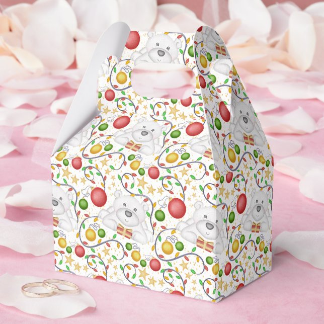 Caixinha De Lembrancinhas Férias de Natal dos Ursos Polares Festivos (Casamento)