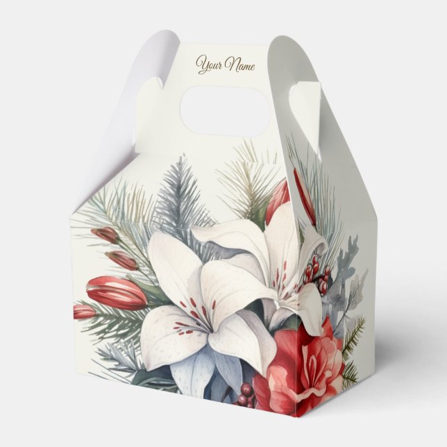 Caixinha De Lembrancinhas Férias Vermelhas Brancas do Partido do Natal Elega (Frente)