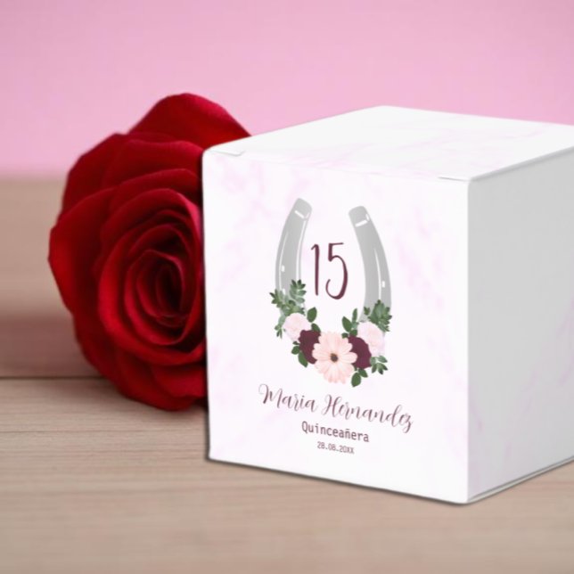 Caixinha De Lembrancinhas Ferradura Floral Ocidental Quinceanera (Criador carregado)