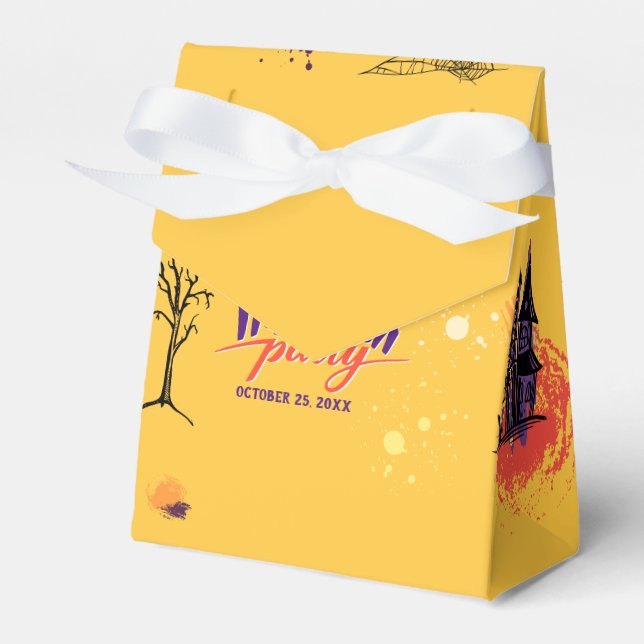 Caixinha De Lembrancinhas Festa Colorida Abstrata de Halloween (Frente)