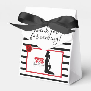 Caixinha De Lembrancinhas Festa de aniversário 75º Elegante Vermelho Negro