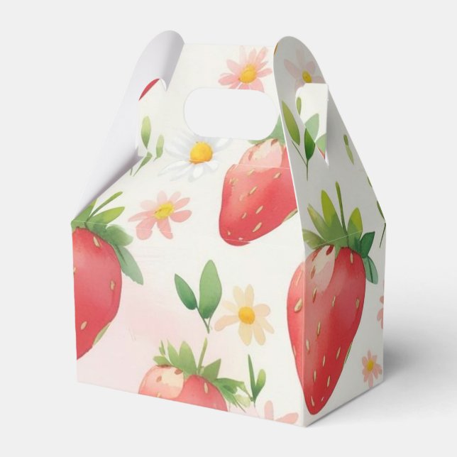 Caixinha De Lembrancinhas Festa de aniversário arco-íris de morangos frescos (Verso)