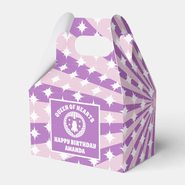 Caixinha De Lembrancinhas Festa de aniversário Da Rainha Púrpura Dos Coraçõe (Verso)