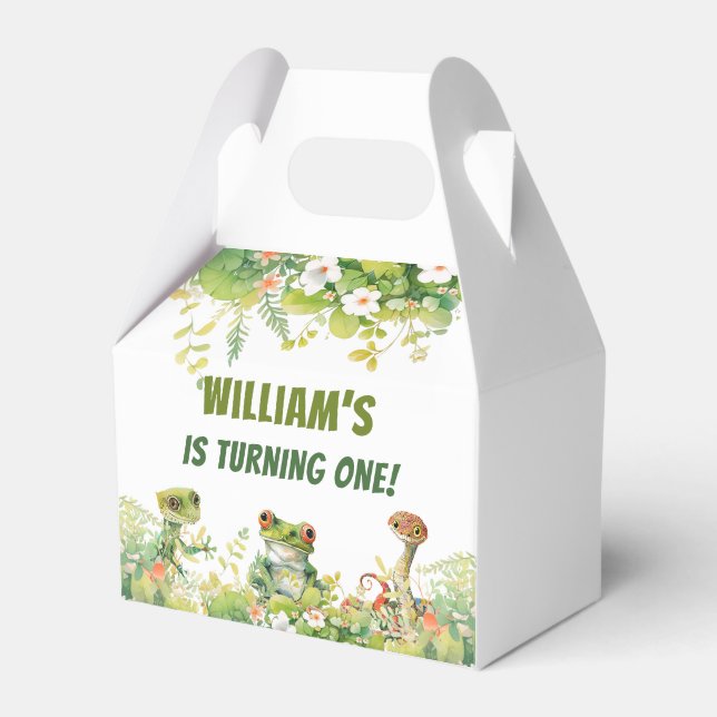 Caixinha De Lembrancinhas Festa de aniversário de Apresentação de Répteis (Frente)