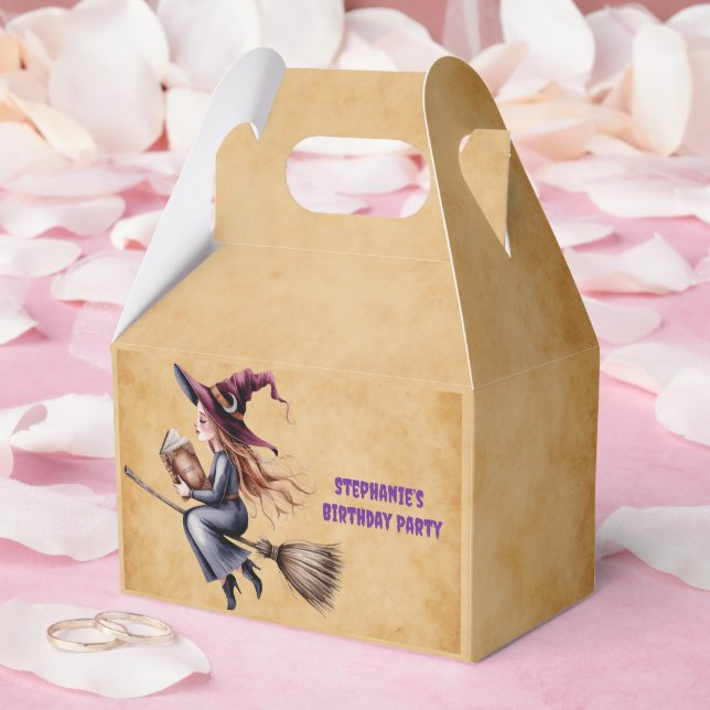 Caixinha De Lembrancinhas Festa de aniversário de bruxa voadora de bruxaria (Casamento)