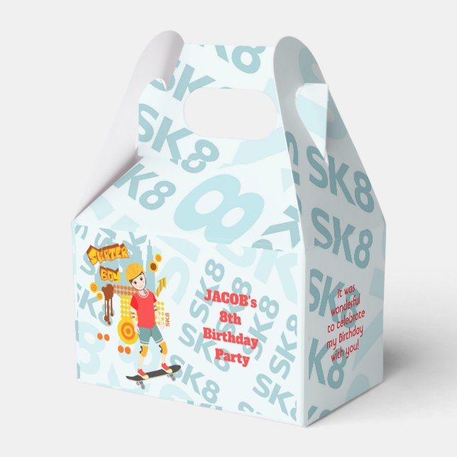 Caixinha De Lembrancinhas Festa de aniversário de Diversão do Parque do skat (Frente)
