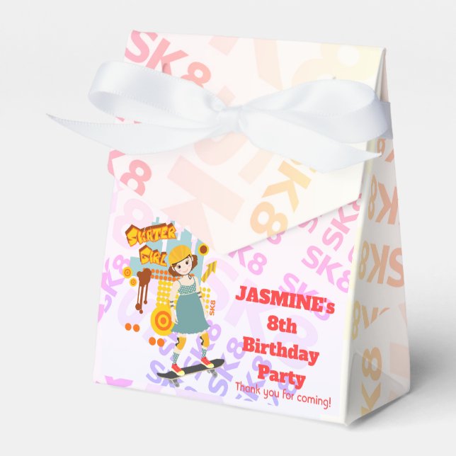 Caixinha De Lembrancinhas Festa de aniversário de diversão do Skater Park (Frente)