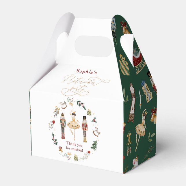 Caixinha De Lembrancinhas Festa de aniversário de Natal verde-ouro (Frente)