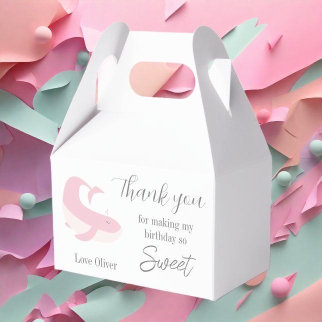 Caixinha De Lembrancinhas Festa de aniversário de Pastel de Baleia Lilac Ros (Criador carregado)