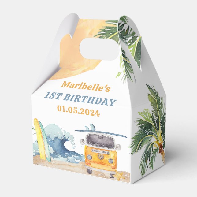Caixinha De Lembrancinhas Festa de aniversário de Surf de Verão (Frente)