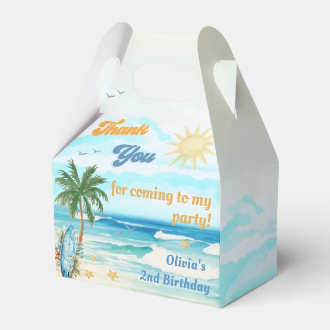 Caixinha De Lembrancinhas Festa de aniversário de Surf de Verão (Frente)