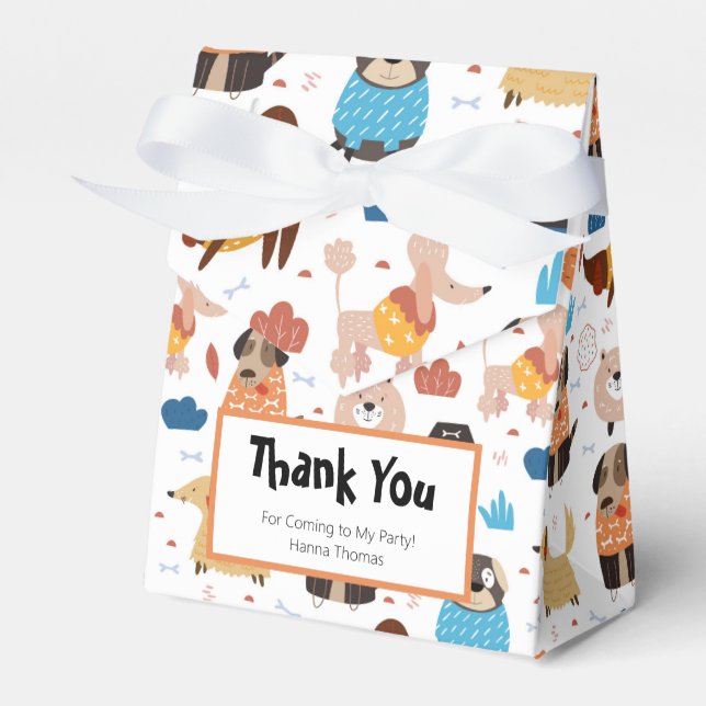 Caixinha De Lembrancinhas Festa de aniversário de Tema de Cachorro de Cartoo (Frente)