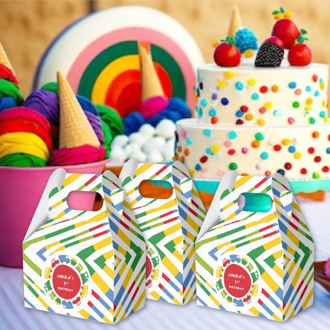 Caixinha De Lembrancinhas Festa de aniversário de transporte de diversão col (Boys Toys Colorful Fun Transport Kid's Birthday Party Favor Boxes @ fat_fa_tin / fatfatin_mini_me)