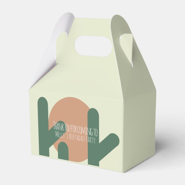 Caixinha De Lembrancinhas Festa de Aniversário do Cactus Moderno Obrigado (Frente)