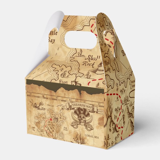 Caixinha De Lembrancinhas Festa de aniversário do mapa do tesouro venenoso P (Verso)
