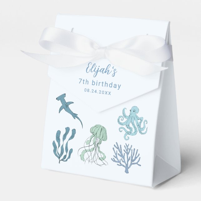 Caixinha De Lembrancinhas Festa de aniversário do Oceano Azul (Frente)