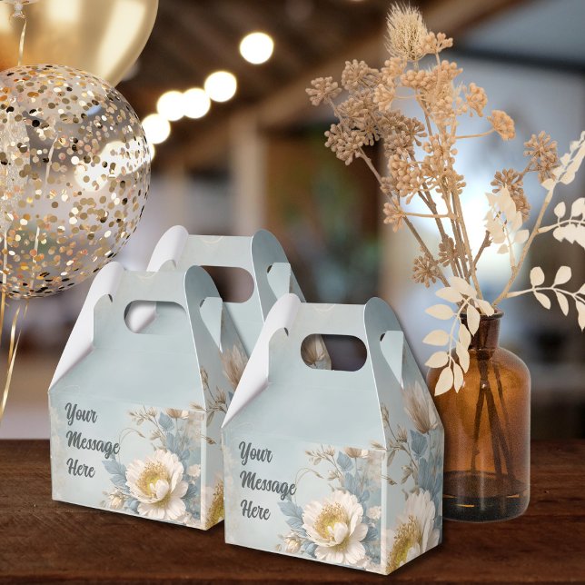 Caixinha De Lembrancinhas Festa de aniversário Floral Azul Elegante (Criador carregado)