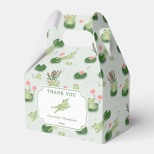 Caixinha De Lembrancinhas Festa de Aniversário Infantil com Sapos Fofos em L (Frente)